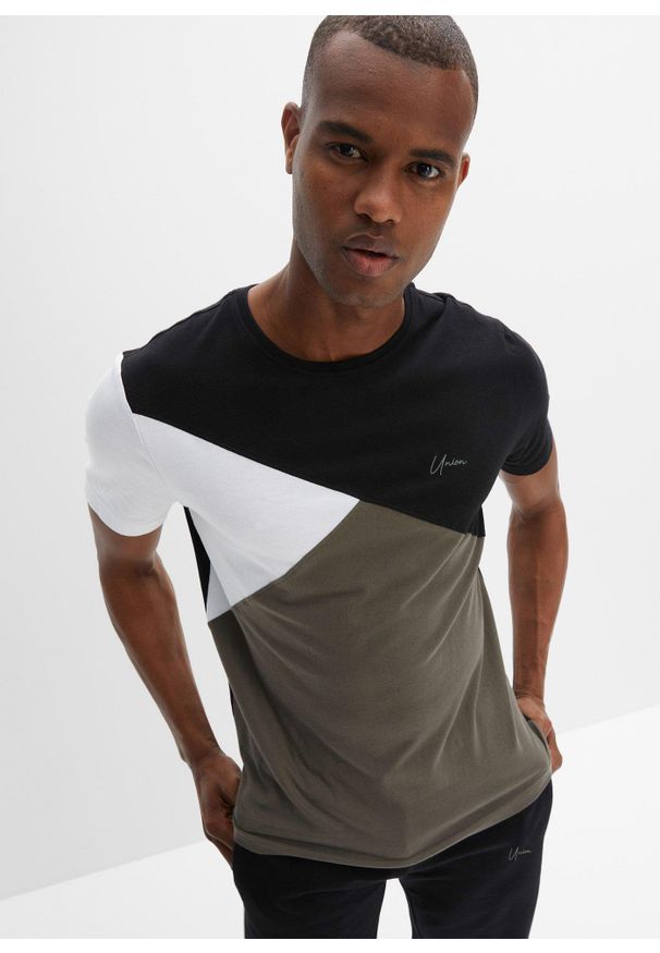 bonprix - T-shirt + bermudy dresowe (2 części). Kolor: czarny. Materiał: dresówka