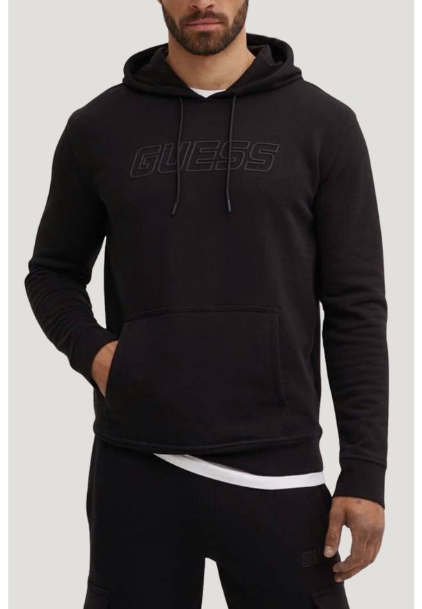 Guess - GUESS Czarna męska bluza z kapturem Aldwin, Rozmiar L. Typ kołnierza: kaptur. Kolor: czarny