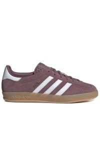 Adidas - Buty damskie adidas Gazelle Indoor IH5483 - fioletowe. Okazja: na uczelnię. Zapięcie: pasek. Kolor: fioletowy. Materiał: zamsz, skóra, guma. Szerokość cholewki: normalna. Wzór: aplikacja, paski. Sezon: lato. Model: Adidas Gazelle