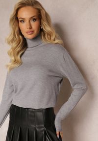 Renee - Szary Sweter Golf o Dopasowanym Fasonie z Wiskozą Nalexa. Typ kołnierza: golf. Kolor: szary. Materiał: wiskoza. Długość rękawa: długi rękaw. Długość: długie. Sezon: jesień, zima. Styl: klasyczny