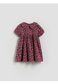 Reserved - Muślinowa sukienka - bordowy. Kolor: czerwony. Materiał: bawełna #1