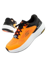 skechers - Buty sportowe męskie Skechers Max Cushioning do biegania. Kolor: wielokolorowy, pomarańczowy, czarny. Materiał: mesh, materiał, syntetyk. Szerokość cholewki: normalna