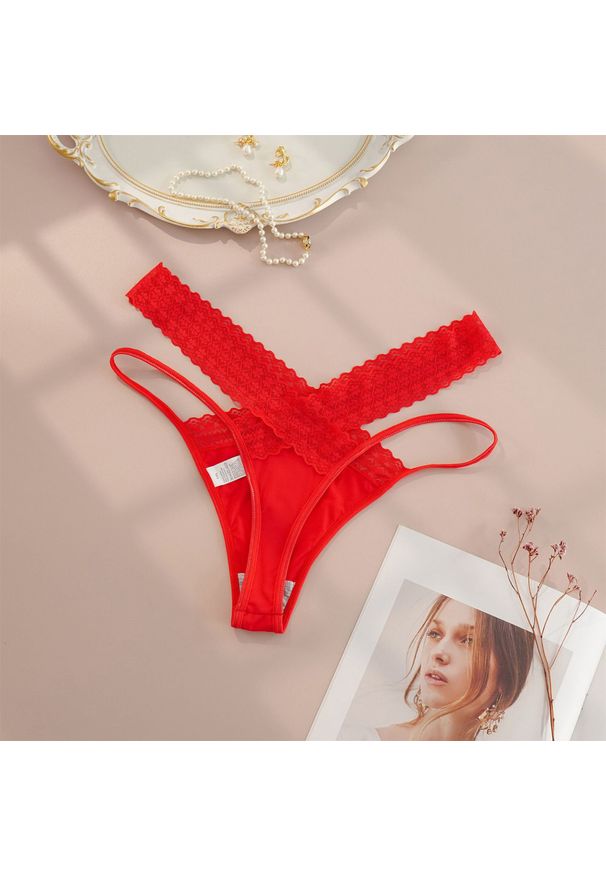 Intica - Majtki z koronką dla kobiet Imran. Kolor: czerwony. Materiał: koronka. Wzór: koronka