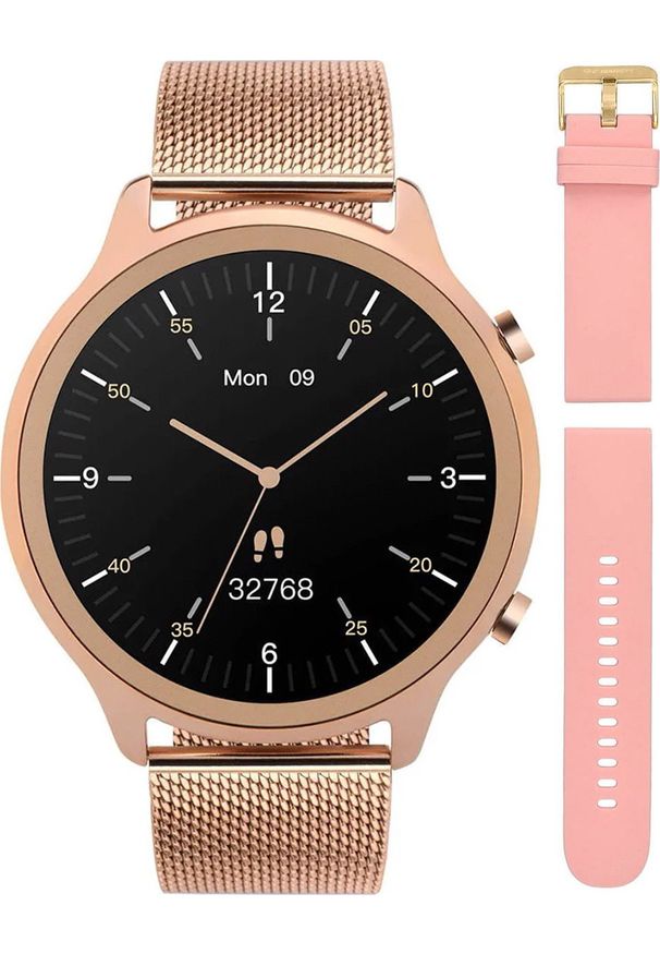 GARETT - Smartwatch Garett Smartwatch damski Garett 5904238485491 różowe złoto bransoleta. Rodzaj zegarka: smartwatch. Kolor: wielokolorowy, różowy, złoty