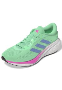 Adidas - Buty do biegania adidas SuperNova 2 W HR0109 niebieskie różowe zielone. Kolor: niebieski, różowy, wielokolorowy, zielony. Materiał: materiał, syntetyk, guma. Szerokość cholewki: normalna