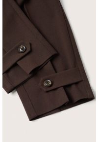mango - Mango spodnie Marlowe damskie kolor brązowy fason cygaretki high waist. Stan: podwyższony. Kolor: brązowy. Materiał: włókno #5
