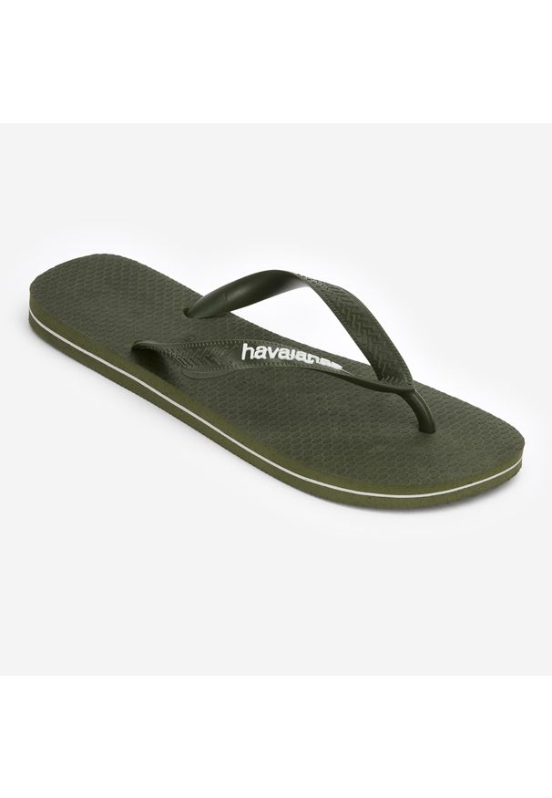 Japonki męskie Havaianas Logo Filet. Okazja: na plażę, na co dzień. Kolor: zielony. Materiał: syntetyk, kauczuk. Sezon: lato. Styl: sportowy, casual