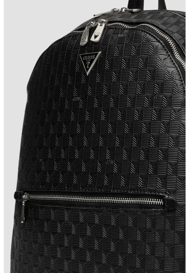 Guess - GUESS Czarny plecak męski Torino. Kolor: czarny. Materiał: skóra ekologiczna. Styl: elegancki