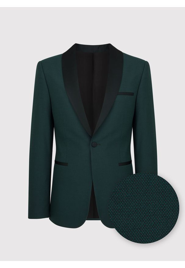 Pako Lorente - PAKO LORENTE – Marynarka smokingowa w kolorze zielonym. Okazja: na wesele, na ślub cywilny. Kolor: zielony. Materiał: wełna, poliamid, elastan