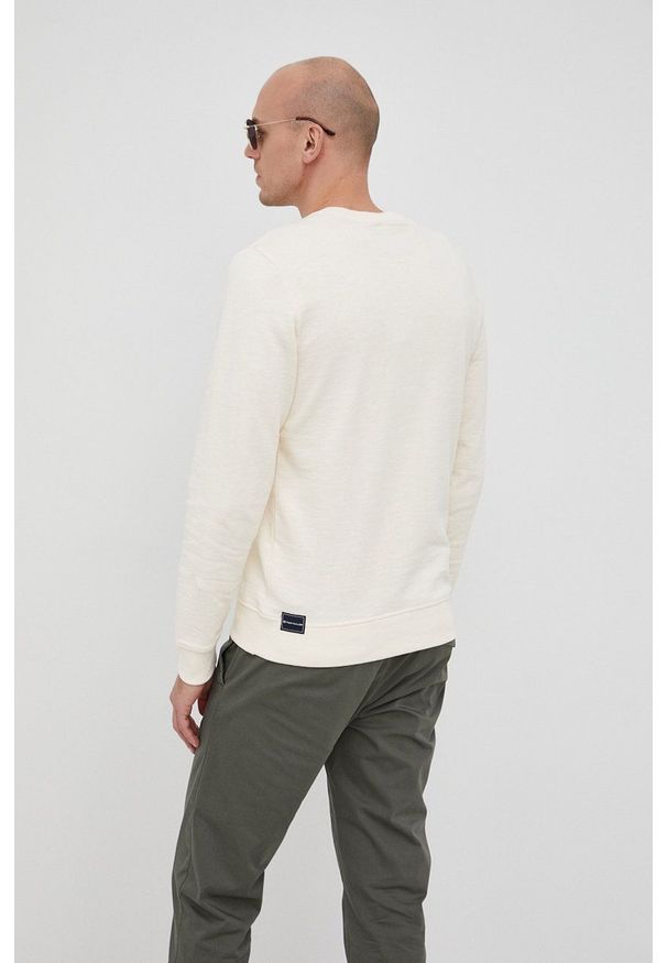 Tom Tailor Bluza bawełniana męska kolor beżowy gładka. Okazja: na co dzień. Kolor: beżowy. Materiał: bawełna. Wzór: gładki. Styl: casual