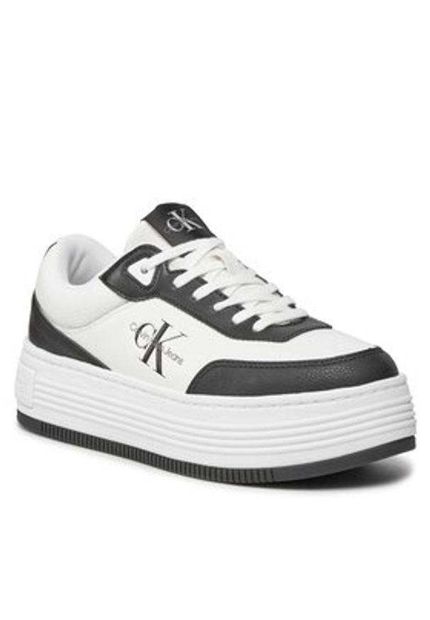 Calvin Klein Jeans Sneakersy Bold Flatf Low Lace Mix Ml Fad YW0YW01316 Czarny. Kolor: czarny. Materiał: skóra