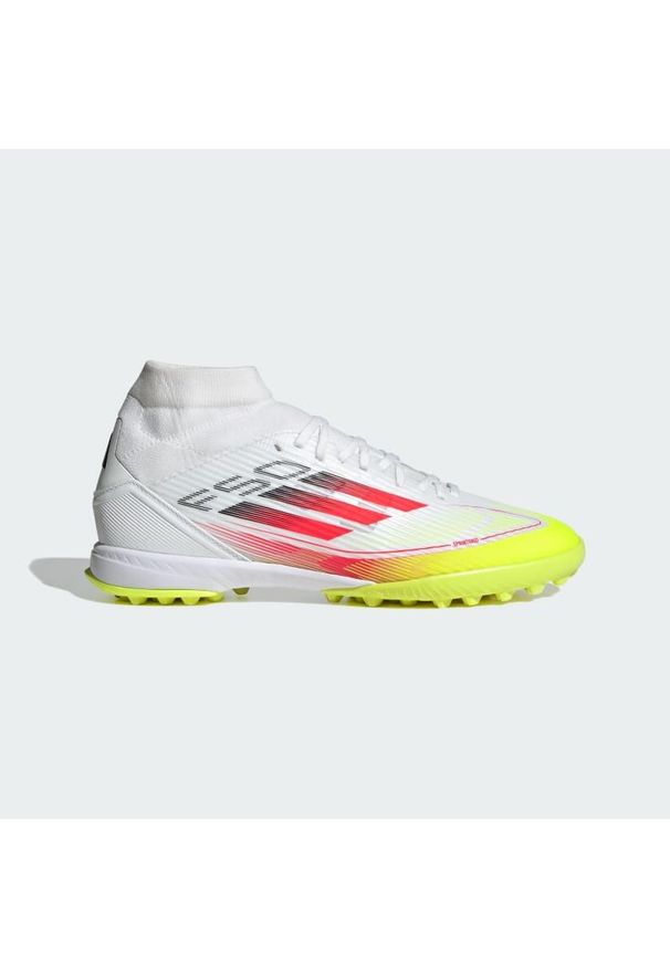 Adidas - Buty F50 League Mid TF. Kolor: żółty, biały, czerwony, wielokolorowy. Materiał: materiał