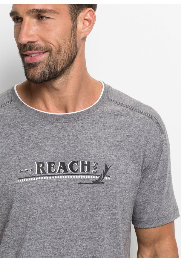 bonprix - Piżama z krótkimi spodenkami z miękką bawełną. Kolor: szary. Materiał: bawełna. Długość: krótkie