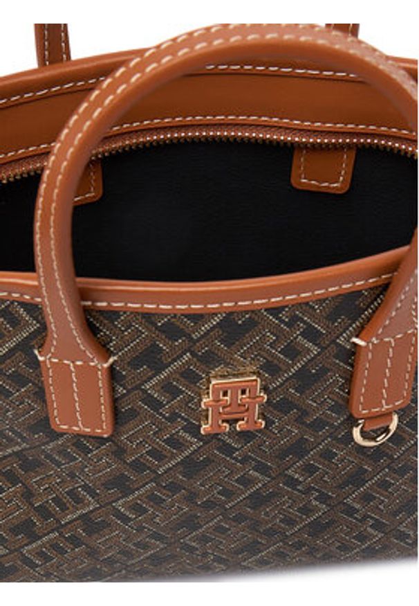 TOMMY HILFIGER - Tommy Hilfiger Torebka Th Monoplay Mini Tote Le AW0AW18848 Czarny. Kolor: czarny. Materiał: skórzane