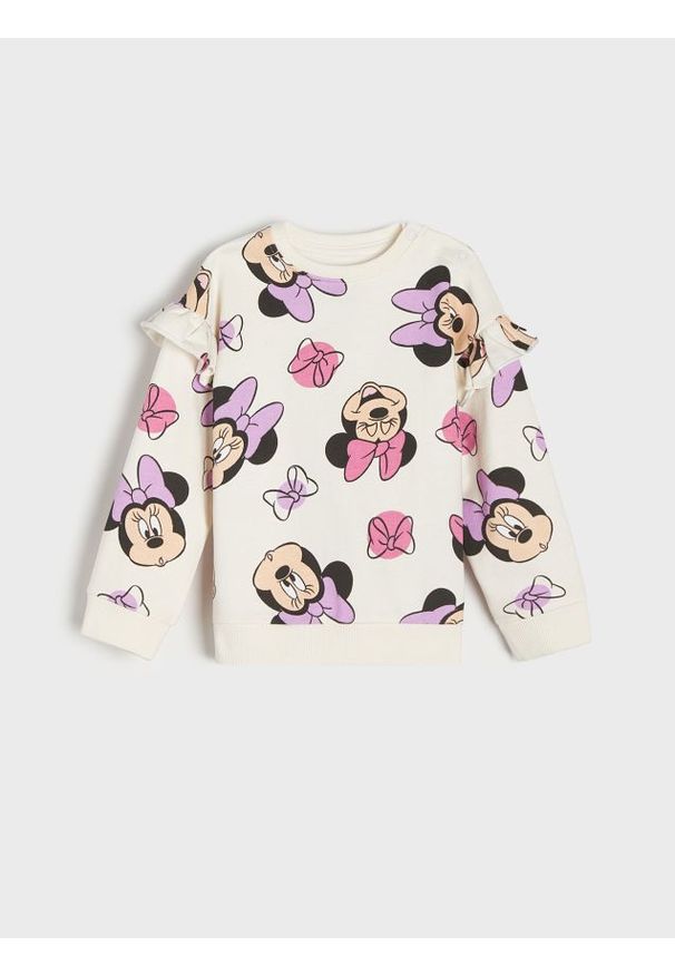 Sinsay - Bluza Myszka Minnie - kremowy. Kolor: kremowy. Długość rękawa: długi rękaw. Długość: długie. Wzór: motyw z bajki