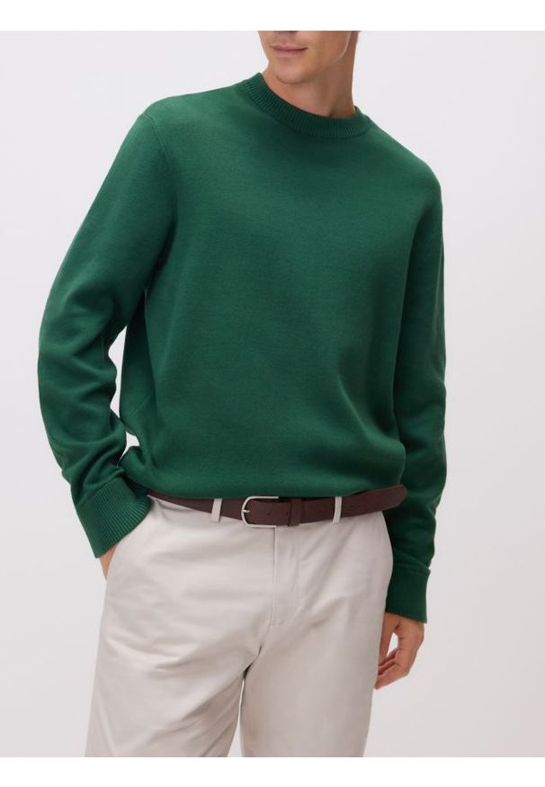 Reserved - Bawełniany sweter - zielony. Kolor: zielony. Materiał: bawełna