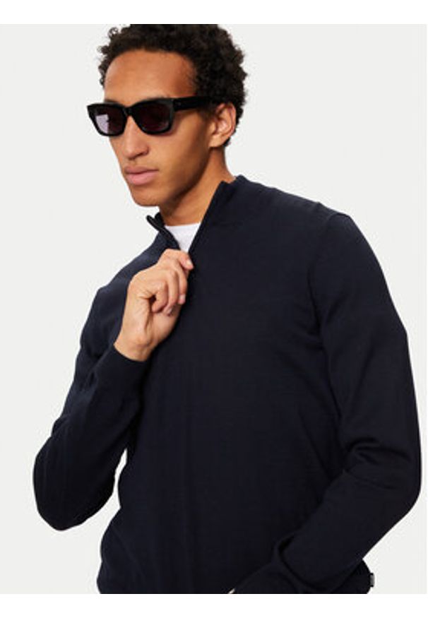 BOSS - Boss Sweter Ebenji 50528300 Granatowy Regular Fit. Kolor: niebieski. Materiał: wełna