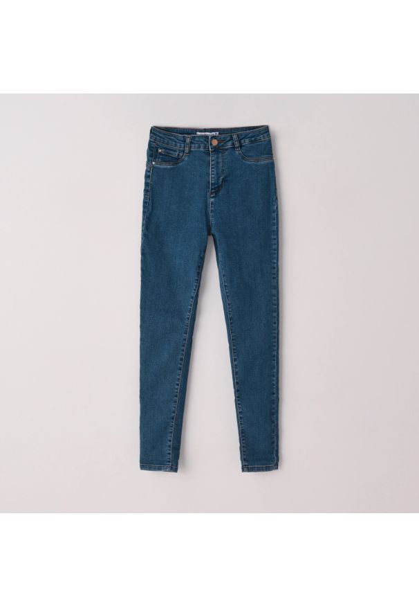 Cropp - Niebieskie jeansy push up - Niebieski. Kolor: niebieski