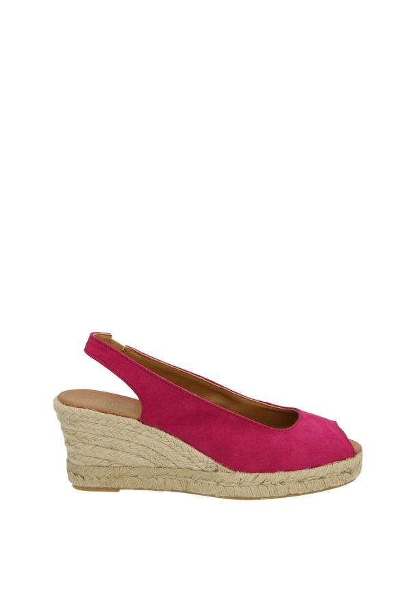 Venezia - ESPADRYLE NA KOTURNIE V5648P ULT FUXIA. Materiał: materiał, syntetyk, skóra. Obcas: na koturnie