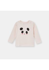 Sinsay - Bluzka z pandą - Różowy. Kolor: różowy #1