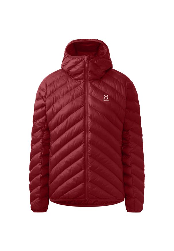 Damska kurtka puchowa Haglöfs Särna Mimic. Typ kołnierza: kaptur. Kolor: czerwony. Materiał: puch. Sport: turystyka piesza