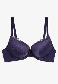 Renee - Fioletowy Biustonosz Push Up z Ozdobną Koronką i Zawieszką Gialine. Kolor: fioletowy. Materiał: koronka. Rodzaj stanika: push-up. Wzór: koronka #3