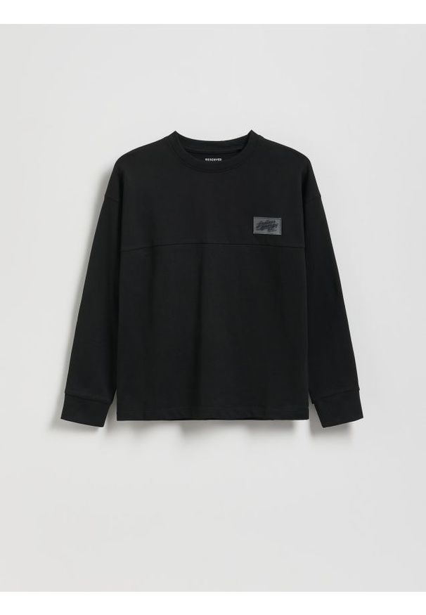 Reserved - Bawełniany longsleeve - czarny. Kolor: czarny. Materiał: bawełna. Długość rękawa: długi rękaw