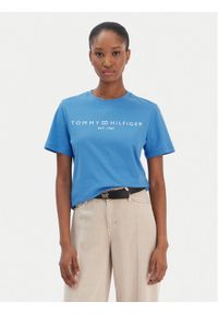 TOMMY HILFIGER - Tommy Hilfiger T-Shirt Logo WW0WW40276 Niebieski Regular Fit. Kolor: niebieski. Materiał: bawełna #1