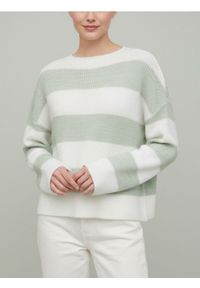 Sinsay - Sweter w pasy z okrągłym dekoltem i długim rękawem - zielony. Kolor: zielony. Długość rękawa: długi rękaw. Długość: długie #1