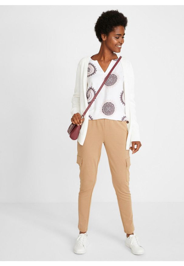 bonprix - Bluzka tunikowa z miękkiej wiskozy. Kolor: biały. Materiał: wiskoza