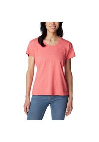 columbia - Koszulka sportowa damska Columbia Sun Trek Short Sleeve Tee z krótkim rękawem. Kolor: czerwony. Materiał: poliester, bawełna, elastan. Długość rękawa: krótki rękaw. Długość: krótkie. Sezon: lato. Sport: kolarstwo