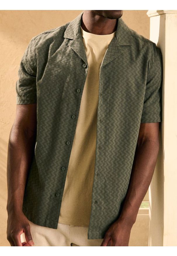 Sinsay - Bawełniana koszula - zielony. Kolor: zielony. Materiał: bawełna