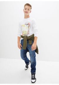 bonprix - Dżinsy chłopięce o kroju loose fit, z regulowanym paskiem, straight. Kolor: niebieski #2