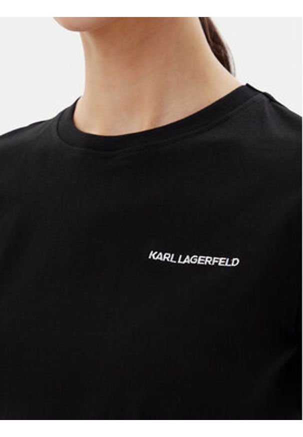 Karl Lagerfeld - KARL LAGERFELD T-Shirt A1W17019 Czarny Regular Fit. Typ kołnierza: dekolt w karo. Kolor: czarny. Materiał: bawełna