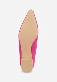 Born2be - Fuksjowe Czółenka Vices ze Skórzaną Wkładką i Metaliczną Wstawką Ediniela. Kolor: różowy. Materiał: skóra. Obcas: na obcasie. Styl: elegancki. Wysokość obcasa: średni #8