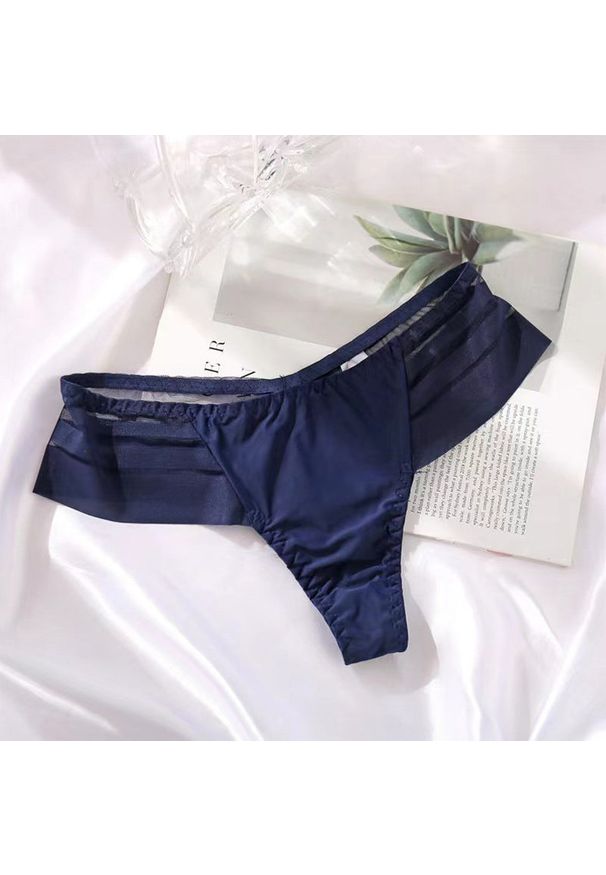 Intica - Majtki z siateczką geometryczną dla codziennej elegancji Alline. Kolor: niebieski. Materiał: materiał. Wzór: geometria