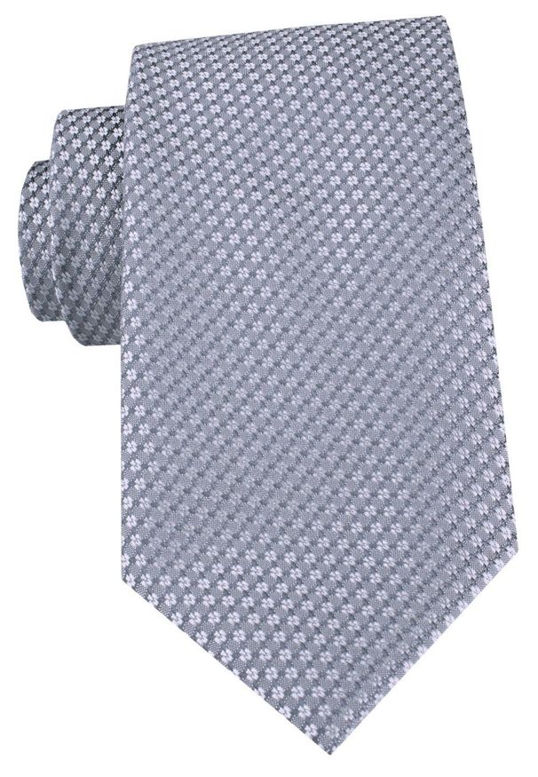 Męski Krawat - Chattier - Kolor Srebrny z Drobnym Wzorem. Kolor: srebrny. Materiał: tkanina. Styl: elegancki, klasyczny, wizytowy