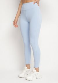 Born2be - Jasnoniebieskie Legginsy z Modelującymi Przeszyciami Selettia. Okazja: na co dzień, na spacer. Kolor: niebieski. Styl: klasyczny, casual #6