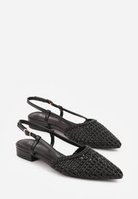 Born2be - Czarne Sandały Ozdobione Plecionką Melorah. Okazja: na co dzień. Zapięcie: sprzączka. Kolor: czarny. Materiał: jeans. Wzór: aplikacja. Styl: casual, elegancki #3