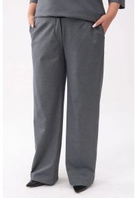 Moda Size Plus Iwanek - Eleganckie grafitowe spodnie Soft Comfort z kieszeniami PLUS SIZE XXL. Okazja: na co dzień, na spotkanie biznesowe. Kolekcja: plus size. Kolor: szary. Materiał: tkanina, wiskoza, nylon. Długość: krótkie. Styl: elegancki #1