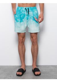 Ombre Clothing - Kąpielówki męskie tie dye - niebieskie V8 OM-SRBS-0125 - XXL. Kolor: niebieski. Materiał: poliester, materiał. Wzór: gładki #2