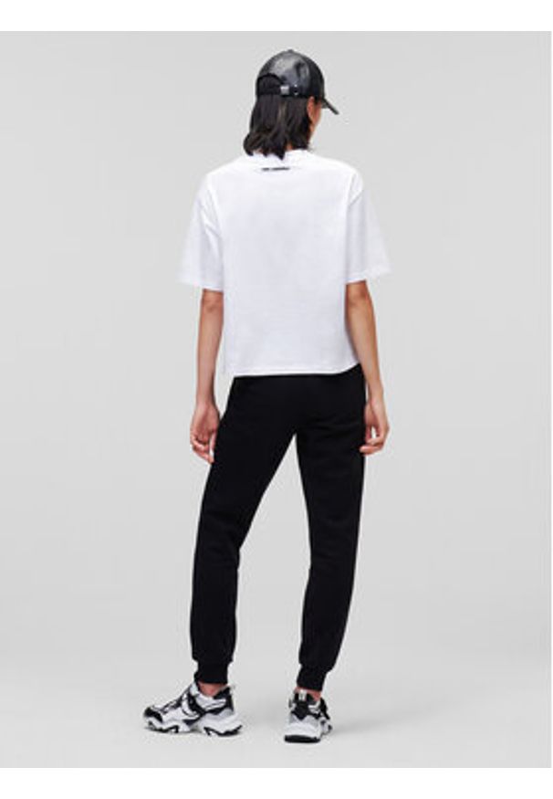 Karl Lagerfeld - KARL LAGERFELD T-Shirt Signature Hem 226W1703 Biały Relaxed Fit. Typ kołnierza: dekolt w karo. Kolor: biały. Materiał: bawełna