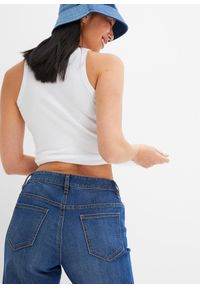 bonprix - Dżinsy wide leg, mid waist, ze stretchem. Kolor: niebieski #2