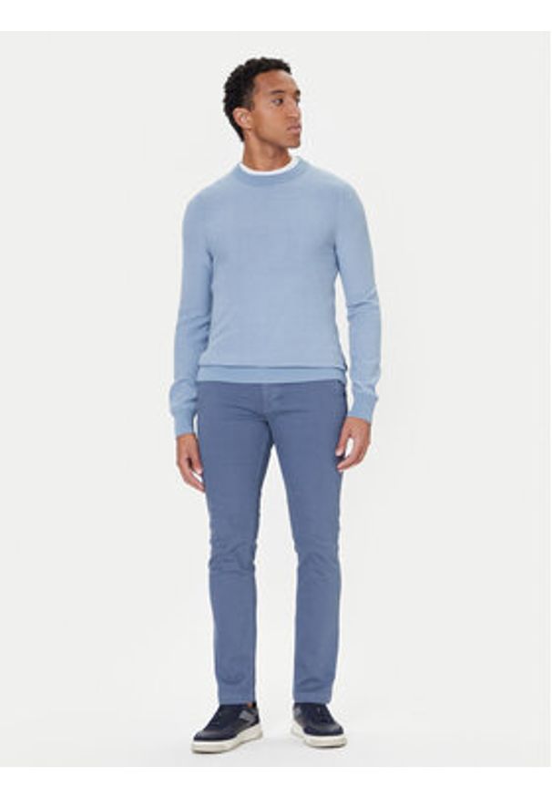 BOSS Sweter Klapok 50548673 Błękitny Regular Fit. Kolor: niebieski. Materiał: bawełna