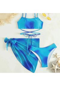 Intica - Komplet bikini z pareo na plażę i basen Eufrasia. Kolor: niebieski. Materiał: materiał #9