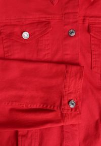 Renee - Czerwona Jeansowa Kurtka z Bawełny Perilopei. Okazja: na co dzień. Kolekcja: plus size. Kolor: czerwony. Materiał: bawełna, jeans. Styl: casual #3