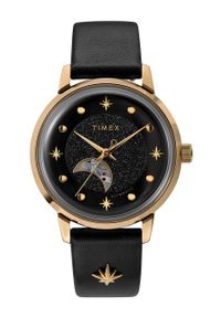 Timex zegarek TW2U54600 Celestial Opulence Automatic damski kolor czarny. Kolor: czarny. Materiał: skóra, materiał #1