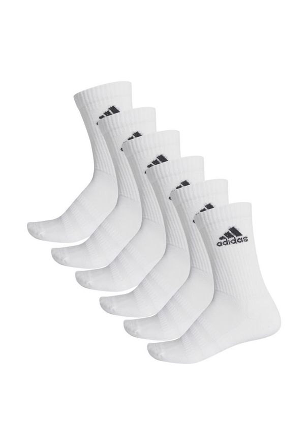 Adidas - Skarpety ADIDAS męskie długie białe 6PAK DZ9353 - XL. Kolor: biały. Materiał: elastan, dzianina, bawełna, tkanina, poliester