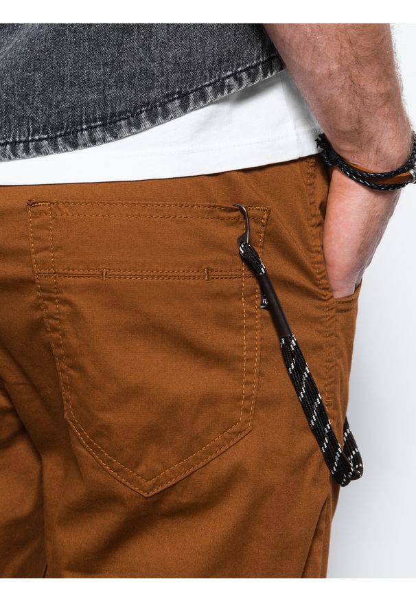 Brązowe spodnie Ombre Clothing na co dzień, z aplikacjami, casualowe