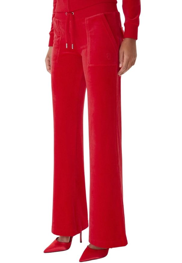 Juicy Couture - JUICY COUTURE Czerwone spodnie dresowe damskie Layla Low Rise Pocket, Rozmiar XS. Stan: obniżony. Kolor: czerwony. Materiał: dresówka